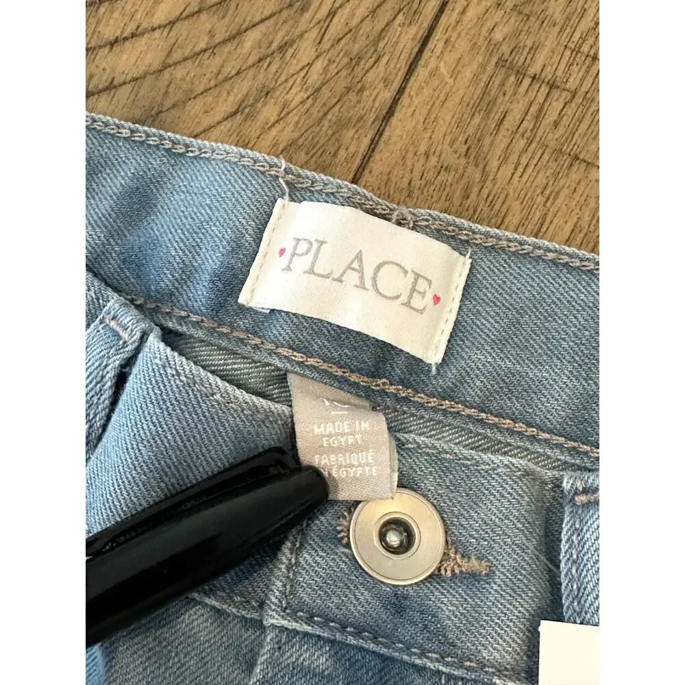 The Children's Place Girls Light Wash Denim Shorts Size 10 Adjustable Waist NWT